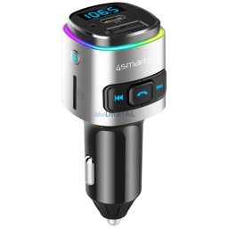 Car Charger 4smarts Media&Assist 2 FM Bluetooth with Multimedia Input and Hands-Free Function silve