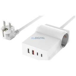 Charging station 4smarts 6w1 Power Strip Desk GaN 65W USB-C/A/AC white