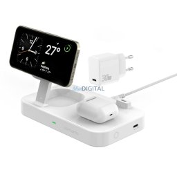 4smarts Inductive charger QI2 Trident 2in1 + USB-C + wall charger 30W white/white 540998