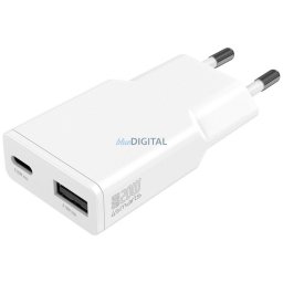 Wall Charger 4smarts PDPlug Duos Slim 20W GaN USB-C, USB-A white