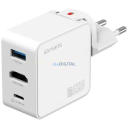 4smarts Flex adapter travel charger Hub 65W GaN USB-C/USB-A/HDMI white