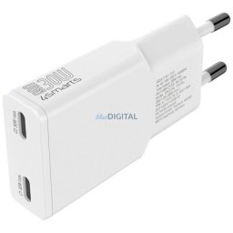 Wall charger 4smarts FlatPlug Slim Dual 30W GaN 2xUSB-C white