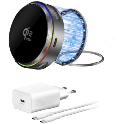 Wireless charger 4smarts 25W Qi2 25 MagSafe RGB grey