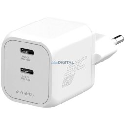 Wall charger 4smarts PDPlug SiC Dual 45W 2xUSB-C white