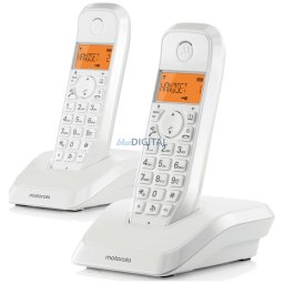Set of Motorola S1202 cordless landline phones 2 pcs. white