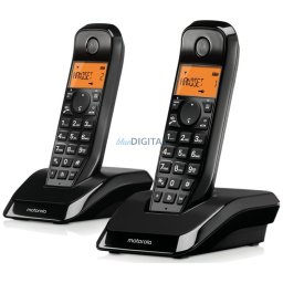 Set of Motorola S1202 cordless landline phones 2 pcs. black