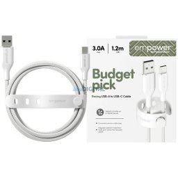 Cable empower by PanzerGlass Racing 60W USB-A to USB-C 1.2m silver white
