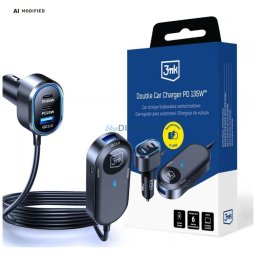 3MK Double Car Charger 135W PD QC PPS 2xUSB-A 4xUSB-C Gray