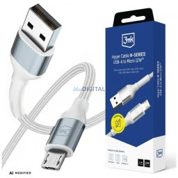 3MK Hyper Cable N-SERIES USB-A to USB-Micro 1m QC 3.0 5V/2.4A 12W White