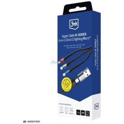 3MK Hyper Cable N-SERIES 6-in-1 USB-C/A to USB-C/USB-Micro/Lightning 1.2m QC 3 Black