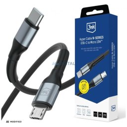 3MK Hyper Cable N-SERIES USB-C to MicroUSB Cable 1m QC 3.0 5V/2A 10W Black