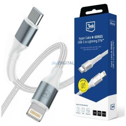Cable 3MK Hyper Cable N-SERIES USB-C to Lightning 3m PD 3.0 9V/3A 27W white