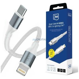Cable 3MK Hyper Cable N-SERIES USB-C to Lightning 50cm PD 3.0 9V/3A 27W white