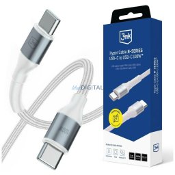 Cable 3MK Hyper Cable N-SERIES USB-C to USB-C 2m PD 3.0 QC 3.0 20V/5A 100W White