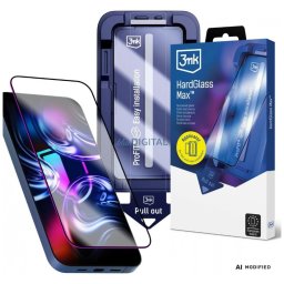 3MK HardGlass Max Tempered Glass with Applicator for Apple iPhone 15/16 Black