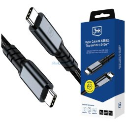 3MK Hyper Cable N-SERIES USB-C to USB-C Thunderbolt 4 Cable 2m 48V/5A 240W Black