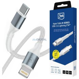 3MK Hyper Cable N-SERIES USB-C to Lightning Cable 1m 9V/3A 27W White