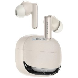 Wireless Headphones AWEI TA19 ANC Bluetooth 6.0 TWS + charging case beige