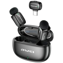 Wireless Lavalier Microphone AWEI MK5 Duo Ai-Voice black