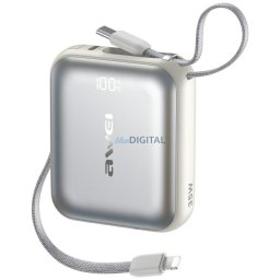 Power bank Awei AS-181 10000mAh 35W USB-C + Lightning/USB-C cables silver