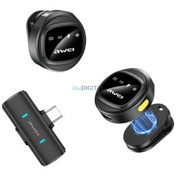 Wireless Lavalier Microphone AWEI MK3 Duo black