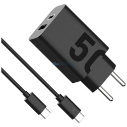 Charger wall Motorola TurboPower 50W Dual USB-C/USB-A with cable USB-C 1m black