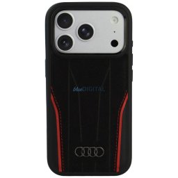Case Audi R8 Genuine Leather MagSafe for iPhone 18 Pro / 17 Pro black-red