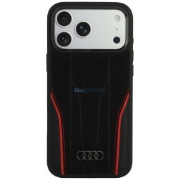 Case Audi R8 Genuine Leather MagSafe for iPhone 18 Pro Max / 17 Pro Max black-red