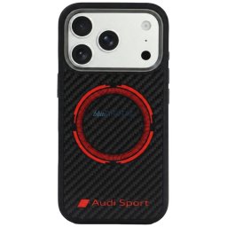Case Audi RSQ Carbon Fiber Sport Red Circle MagSafe for iPhone 18 Pro / 17 Pro black