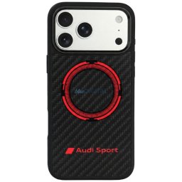 Case Audi RSQ Carbon Fiber Sport Red Circle MagSafe for iPhone 18 Pro Max / 17 Pro black