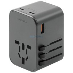ENERGEA Wall Charger 1xUSB + 2xUSB-C PD-PPS-QC 3.0 65W 1A2C 4-in-1 Adapter US/AU/EU/UK Gunmetal Trav