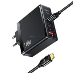 USAMS Charger 2xUSB-C+1xUSB T52PD140W PD Fast Charging US-CC168 + U82 USB-C/USB-C US-SJ581 cable