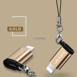 USAMS Adapter microUSB-lightningze smyczą złoty/gold SJ152ML02 (US-SJ152)