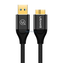 USAMS Kabel pleciony U19 USB 3.0 microUSB B do dysku zewnętrznego 2m czarny/black SJ273USB01 (US-SJ273)