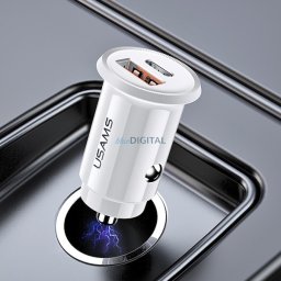USAMS Ład. sam. USB+USB-C C12 30W 5V-3A(only head) QC4.0 Qualcom+PD3.0 5A Fast Charge biały/white CC86TC02 (US-CC086)