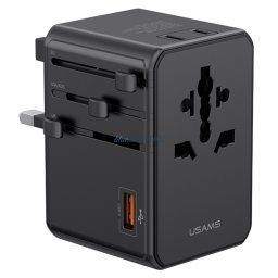 Adapter USAMS 4-in-1 Univesal Travel Charger T72 65W US/AU/EU/UK black