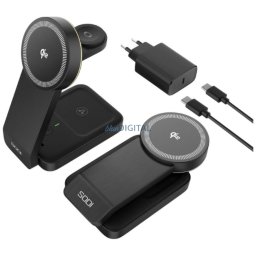 Foldable wireless charger 3-in-1 SODI W79 Qi2 black