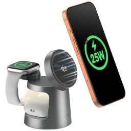 SODI W108A 25W 3-in-1 Wireless Charger with Night Light grey