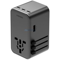 Energea TravelWorld Adapter GaN 160W PD 3x USB-C / USB-A Gunmetal Wall Charger