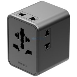 Energea TravelWorld Mini GaN 45W PD Wall Charger 3x USB-C / 2x USB-A Gunmetal