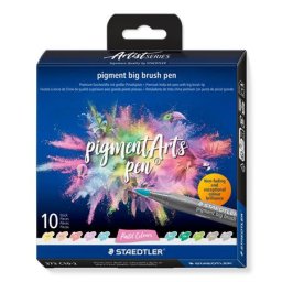 STAEDTLER Ecsetirón készlet, STAEDTLER "Pigment big brush 373", 10 különböző pasztell szín