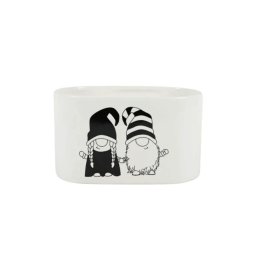 Karácsonyi virágcserép GNOME LOVE kerámia 19,5x11 cm, fehér