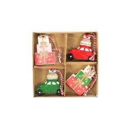 4 db-os karácsonyi dísz szett CHRISTMAS CAR 6 cm
