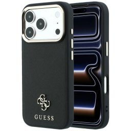 Guess Saffiano Small 4G & Classic Logo Apple iPhone 18 Pro Max / iPhone 17 Pro Max tok, MagSafe, fekete-arany