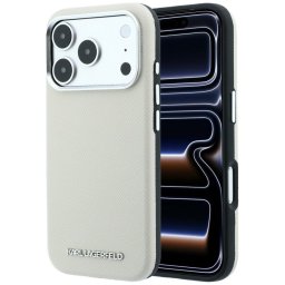 Karl Lagerfeld Grained Elongated Logo Apple iPhone 18 Pro Max / 17 Pro Max tok, MagSafe, bézs-ezüst