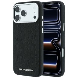 Karl Lagerfeld Grained Elongated Logo Apple iPhone 18 Pro Max / 17 Pro Max tok, MagSafe, fekete-ezüst