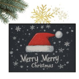 Karácsonyi lábtörlő SANTA STEP 60x90 cm, fekete