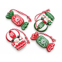 Szett 4 db karácsonyi dísz CANDY ELF 6 cm