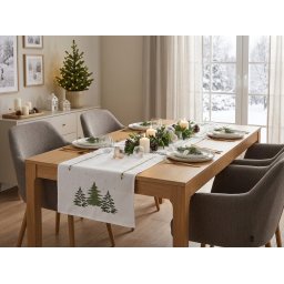 Karácsonyi asztali futó EVERGREEN CHARM 40x140 cm, fehér