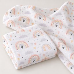 Mintás Cseh textil pelenka, textilpelenka sűrű szövésű, super soft, fehér 70x70 cm - Szivárvány 1 DARAB